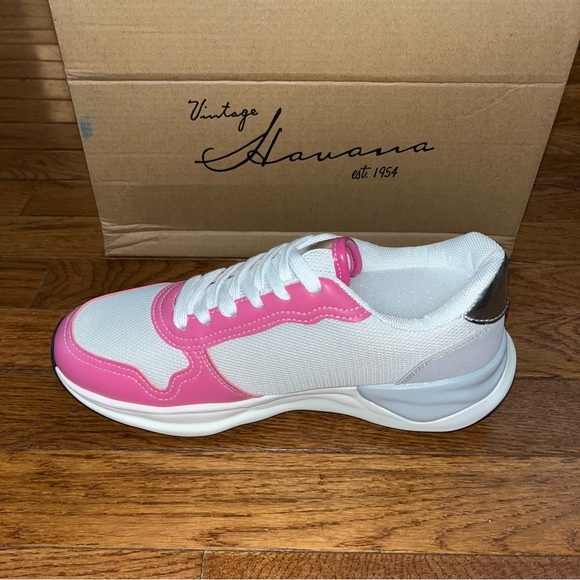 Vintage Havana Run Suede Fashion Sneakers Fuchsia, White & Silver Women’s 7.5 - Picture 5 of 12